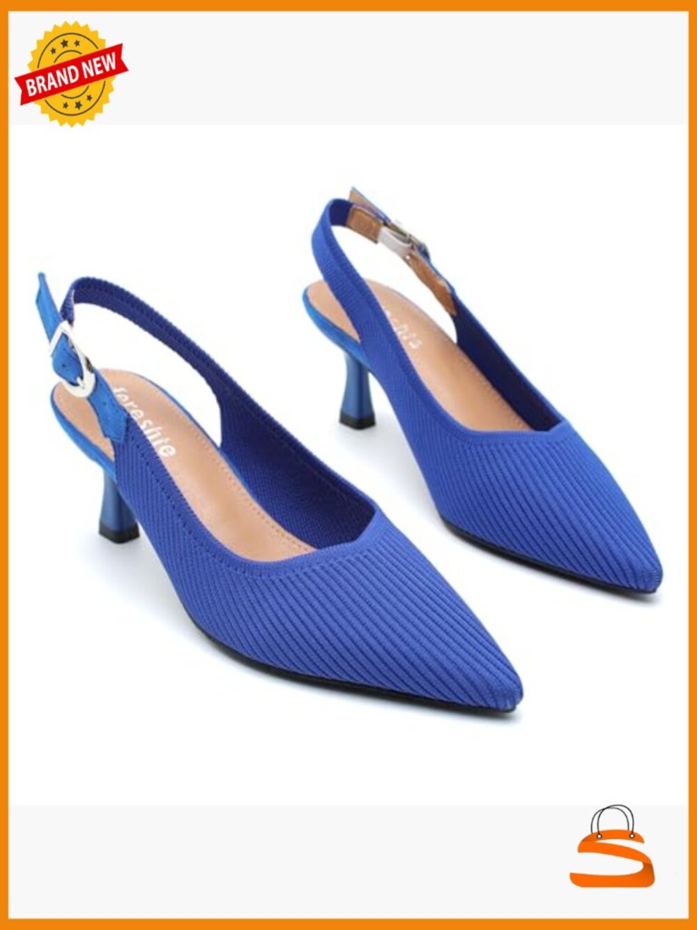Slingback Kitten Heels Pointed Toe Knit Pumps Slip On Dress Shoes - Picture 7 of 7